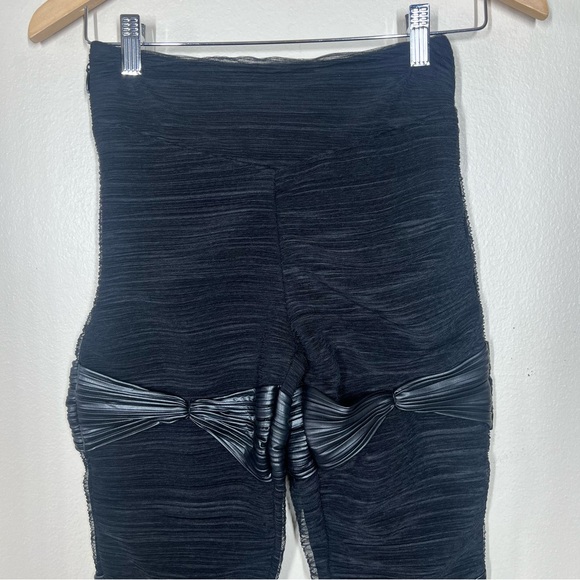 Maniere De Voir Womens Black Mesh Overlay Flare Pants Gothic Goth Grunge - Picture 3 of 11